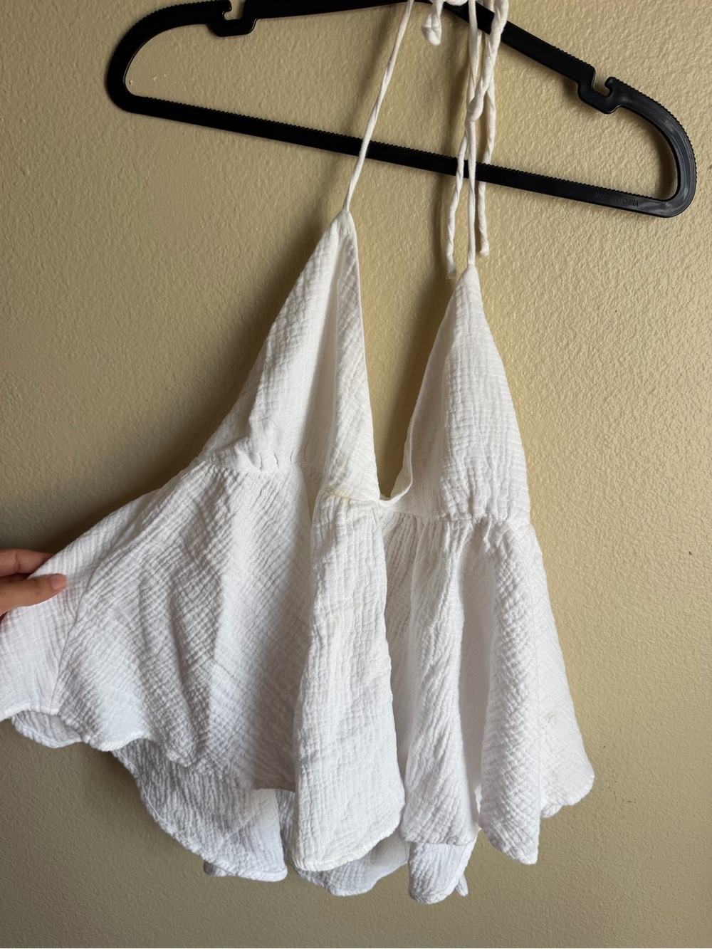 H&M White Textured Halter Tie-Back Camisole